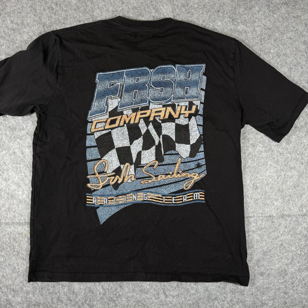 FRSH Company T-Shirt Men Large Black Racing Team Graphic Short Sleeve Tee